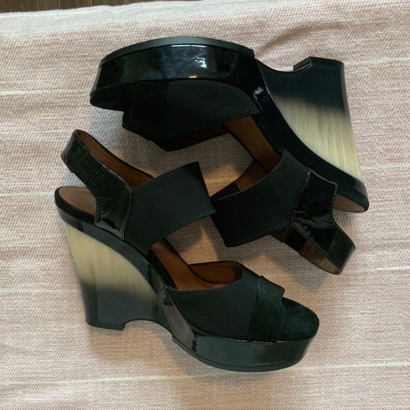 Donald J. Pliner Black Sculptural Ombré Platform Wedge Sandals Size 7.5 - Picture 5 of 11